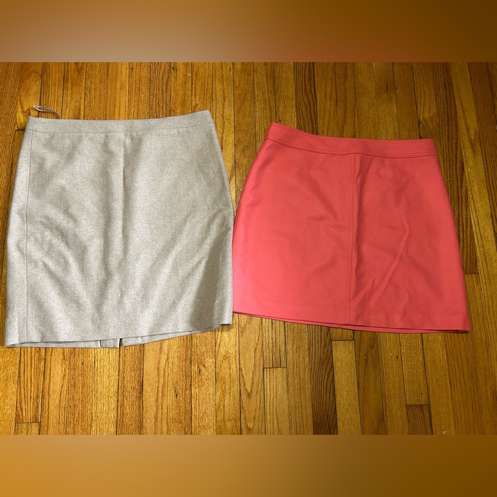 2 J Crew Wool Blend Pencil And Mini Skirts 16 Oatmeal And Pink Office Party